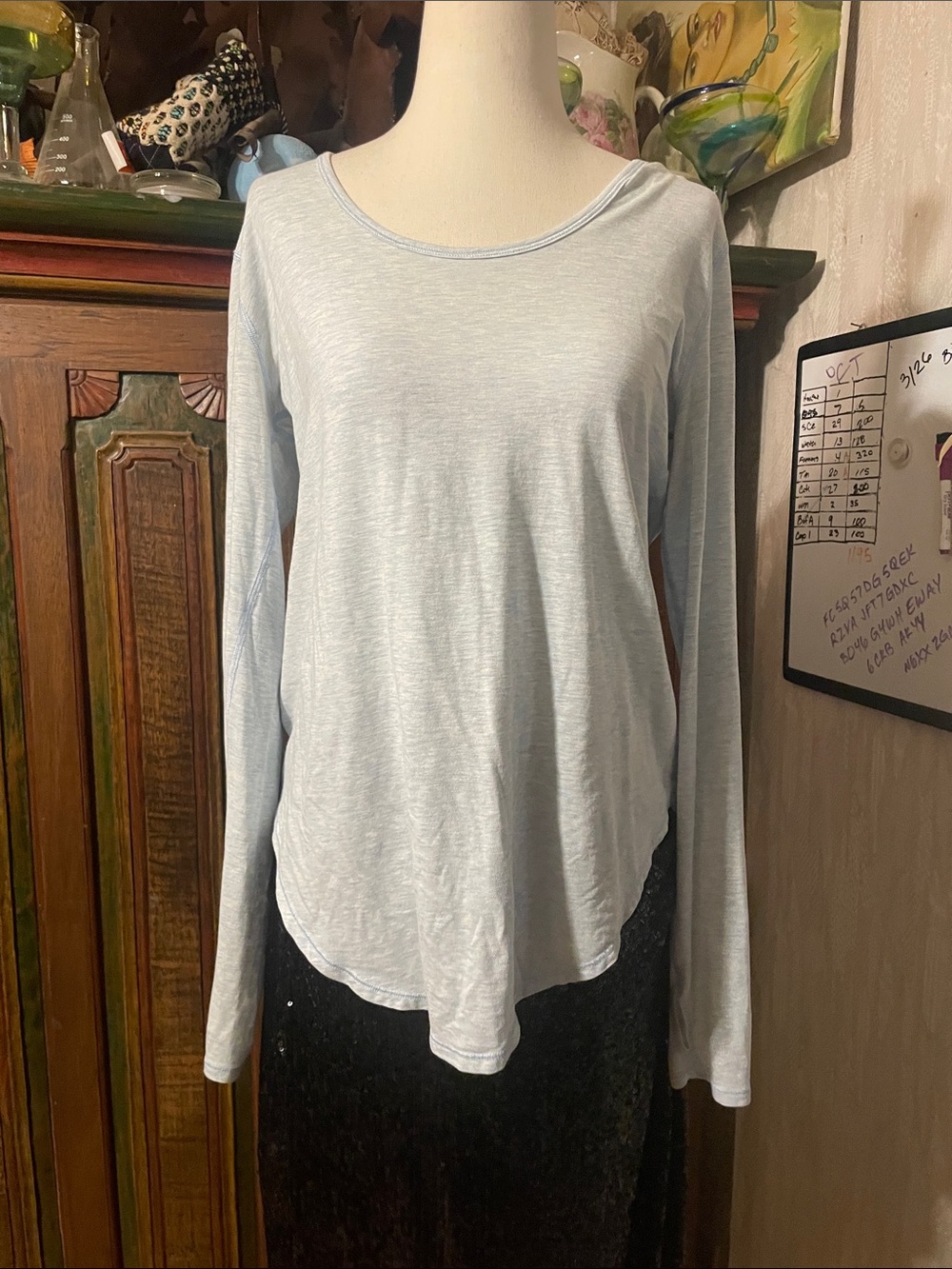 lululemon athletica Light Blue Long Sleeve Scoop Neck Tee